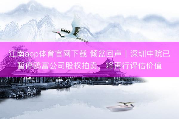 江南app体育官网下载 倾盆回声｜深圳中院已暂停鸥富公司股权拍卖，将再行评估价值
