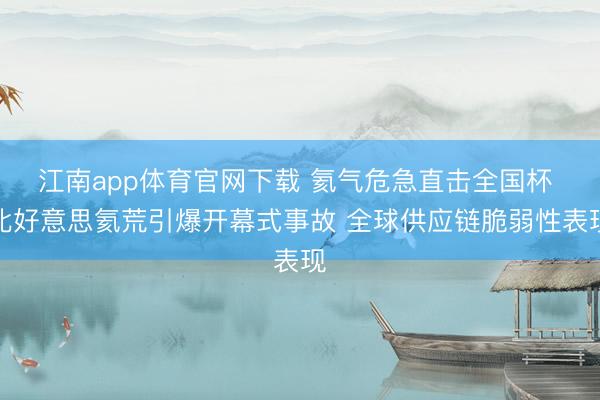 江南app体育官网下载 氦气危急直击全国杯 北好意思氦荒引爆开幕式事故 全球供应链脆弱性表现